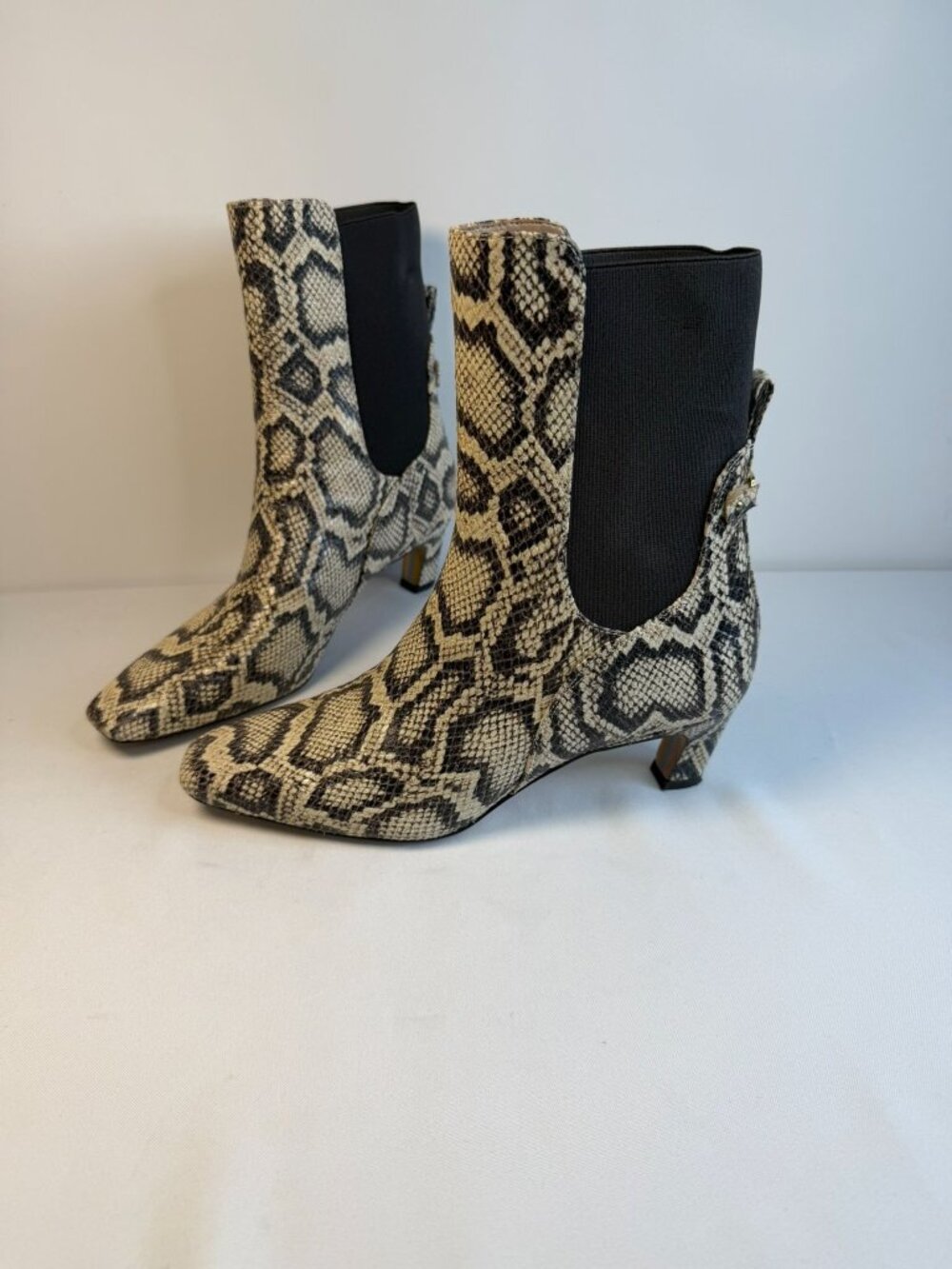 Sam Edelman Margo Booties Womens Size 7M Roccia Python Leather Kitten Heel Shoes